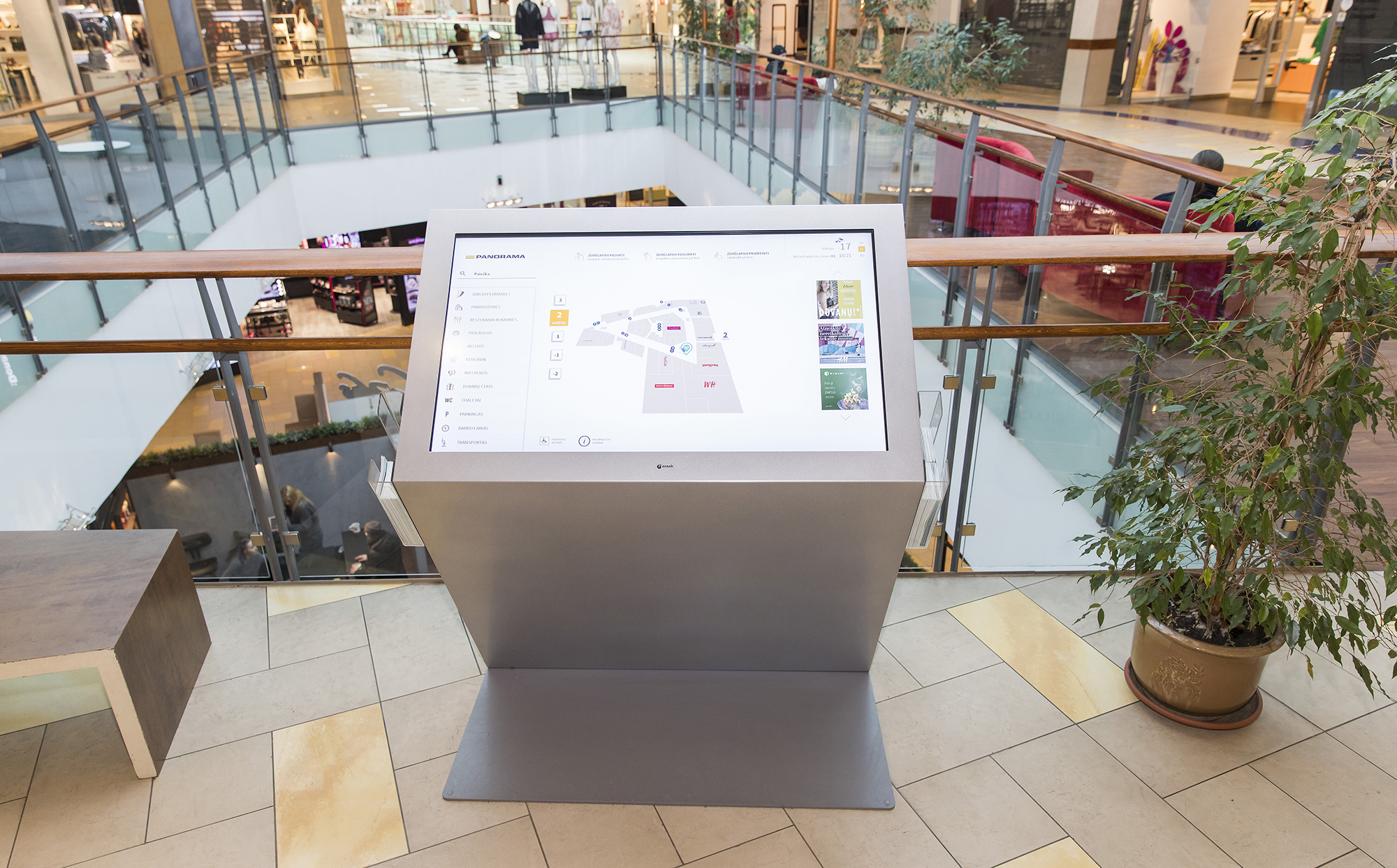 Interactive Wayfinding Kiosk in Panorama Shopping Centre in Vilnius